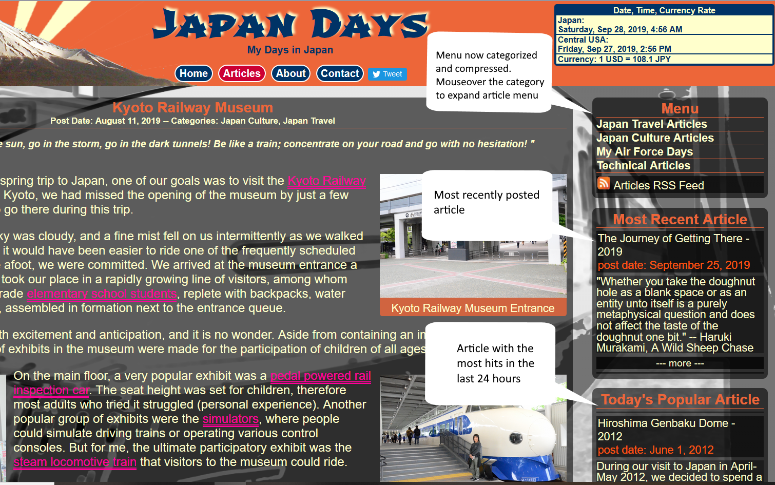 articles menu screenshot