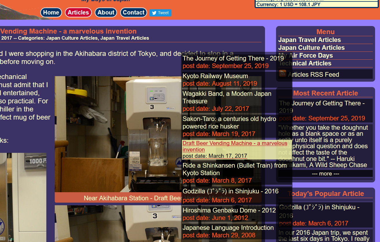articles menu mouseover example