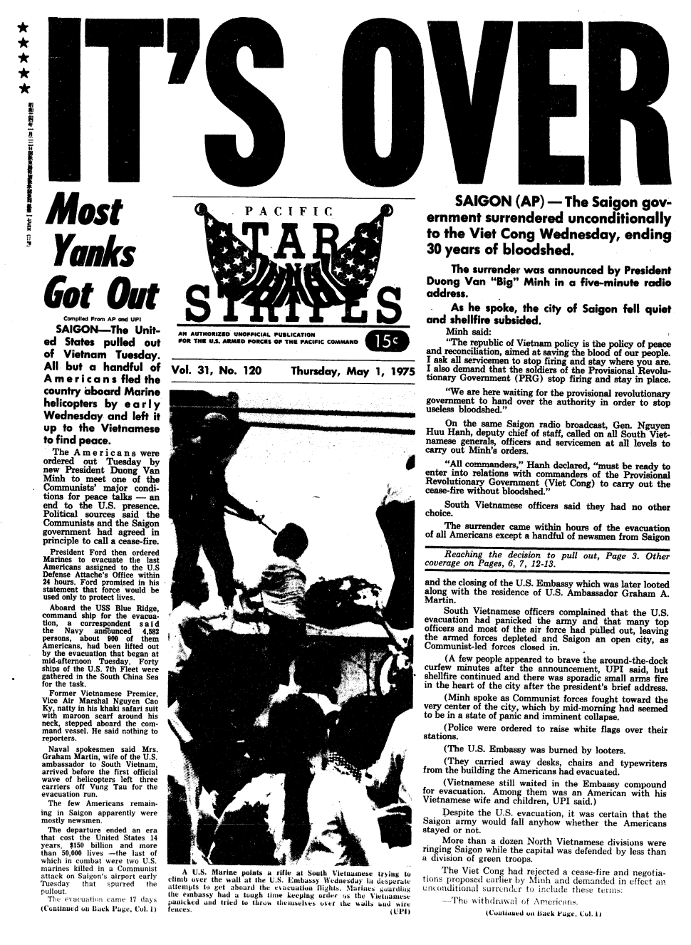 Stars and stripes front page May 1 1975